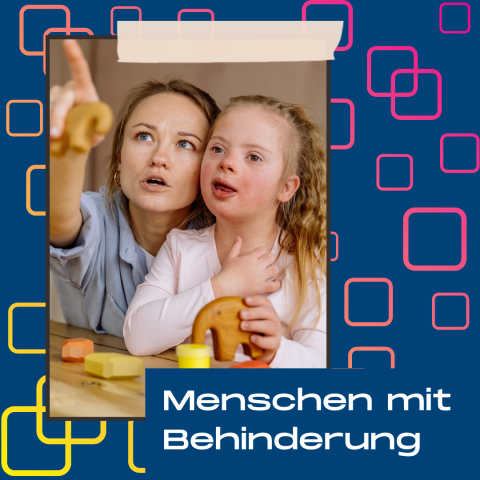 Junge Frau mit einem Mädchen mit Trisomie