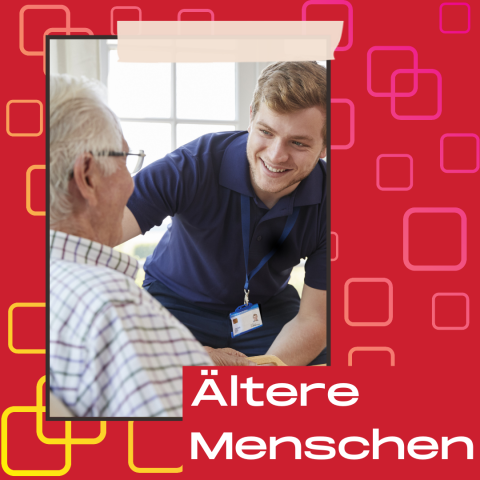 junger Mann spricht mit älterem Herrn