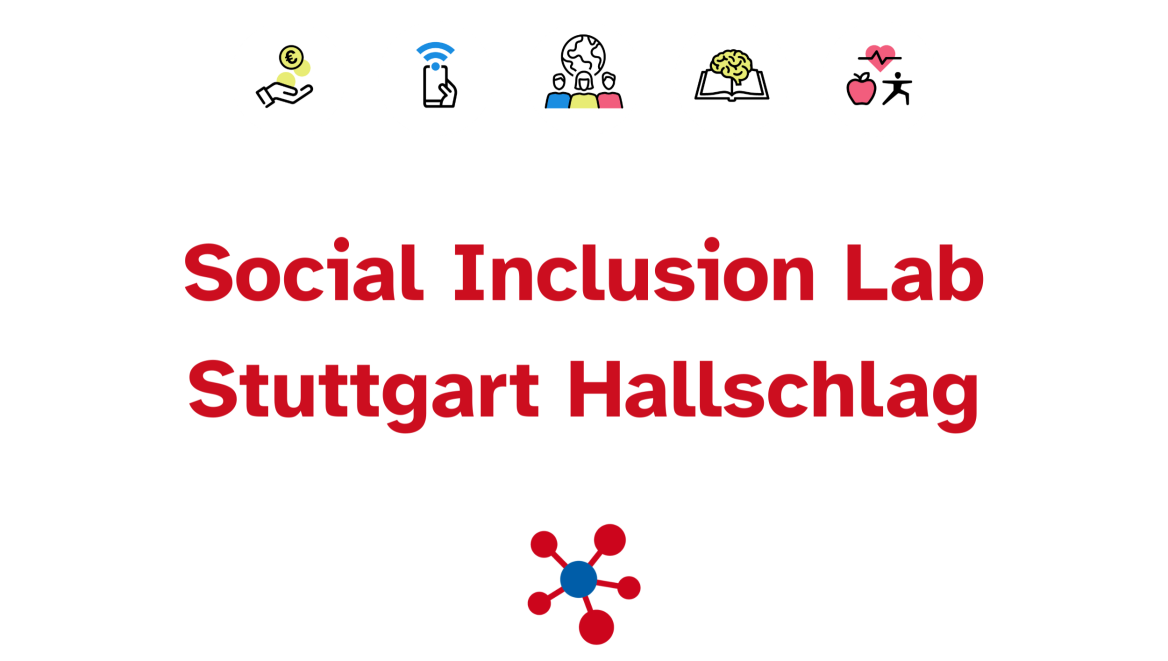 Schrifzug Social Inclusion Lab Stuttgart-Hallschlag in roter Schrift