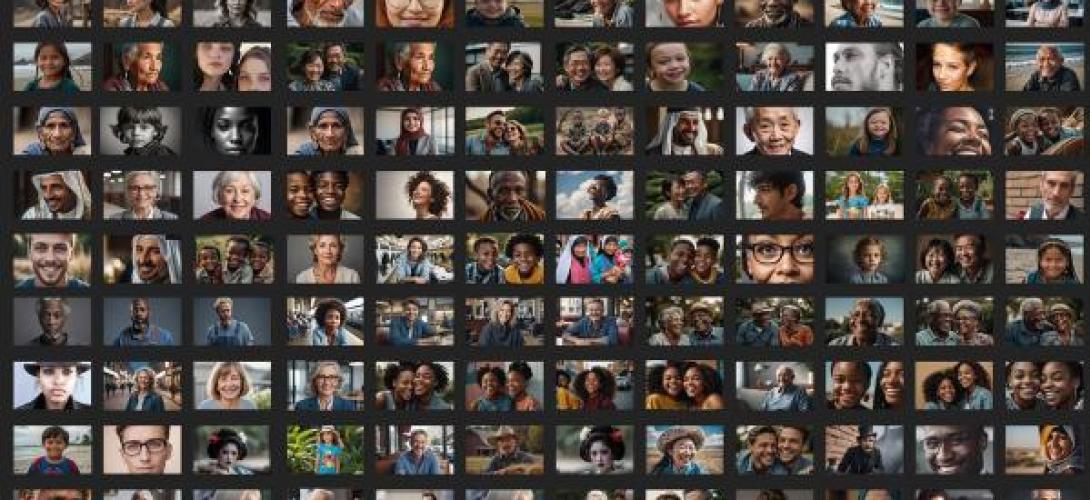 viele Gesichter. KI generiert 