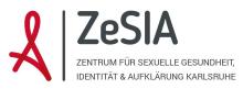 Logo von ZeSIA – Zentrum für sexuelle Gesundheit, Identität und Aufklärung Karlsruhe, mit stilisierter Roten Schleife